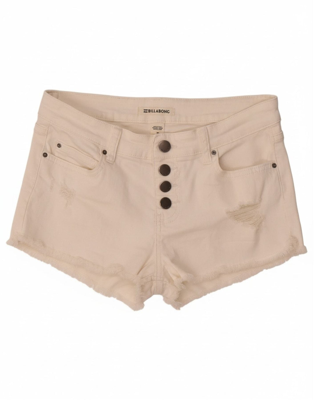 Calça feminina jeans desgastada BILLABONG W26 pequena algodão branco