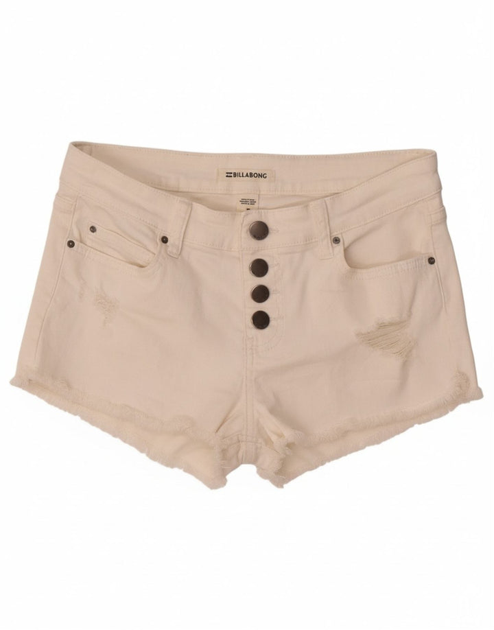 Calça feminina jeans desgastada BILLABONG W26 pequena algodão branco
