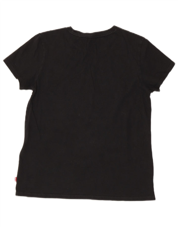 Camiseta feminina gráfica Levi's Top UK 10 pequeno algodão preto