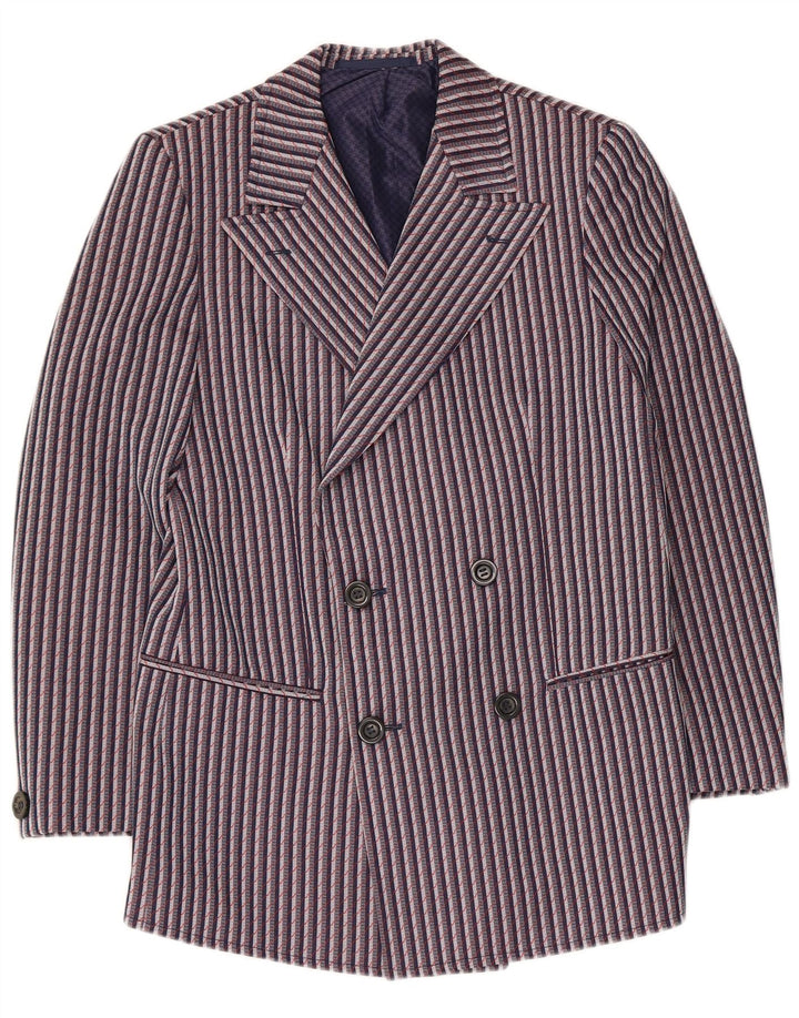 Jaqueta blazer feminina vintage com peito duplo EU 44 XL azul marinho listrado