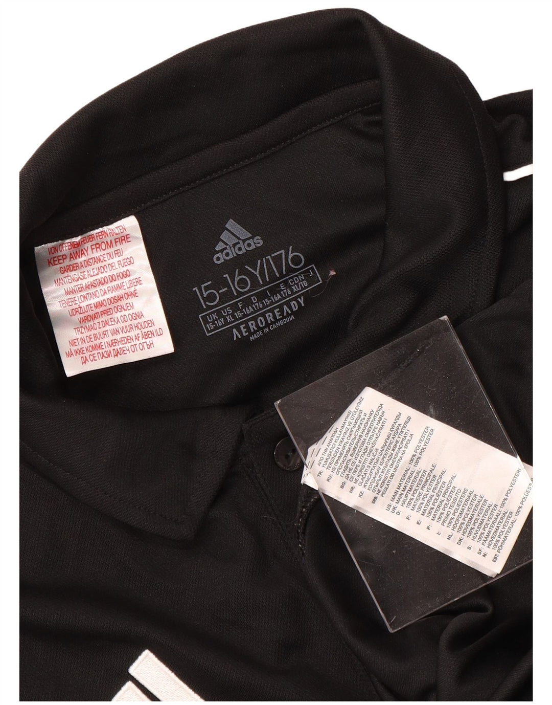 Polo ADIDAS Menino Aeroready 15-16 Anos Preto Poliéster