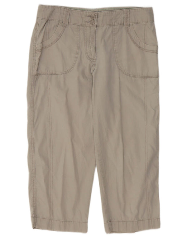 Calça capri feminina Marks & Spencer UK 8 pequena W29 L20 algodão bege