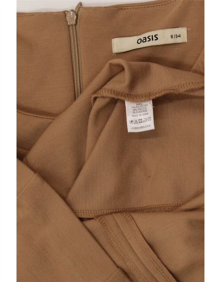 Vestido bodycon feminino sem mangas Oasis Reino Unido 8 pequeno poliéster marrom