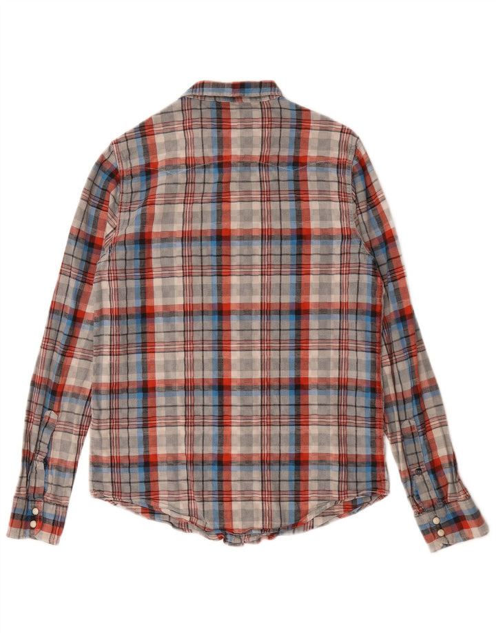 Camisa masculina Lee de flanela de ajuste regular pequena de algodão xadrez multicolorido