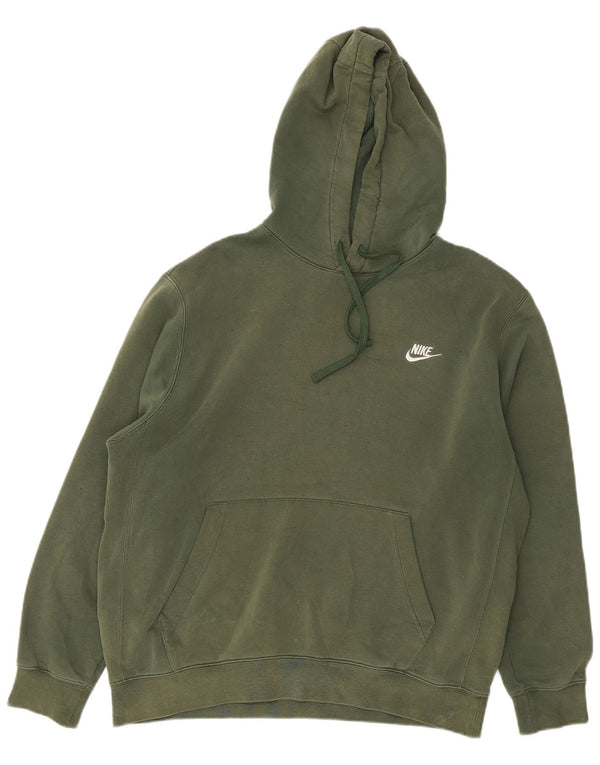 Nike Mens Hoodie Jumper Grande Algodão Verde