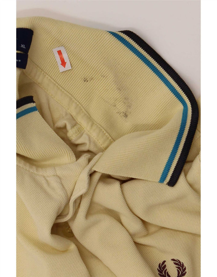 Camisa polo masculina Fred Perry XL algodão listrado amarelo