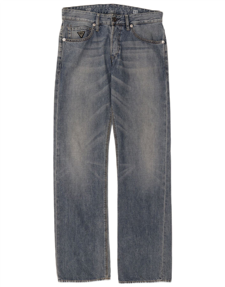 Guess Calça jeans reta feminina W31 L34 azul algodão