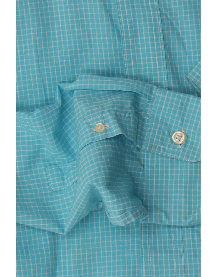 Camisa masculina Chaps Easy Care XL azul xadrez algodão