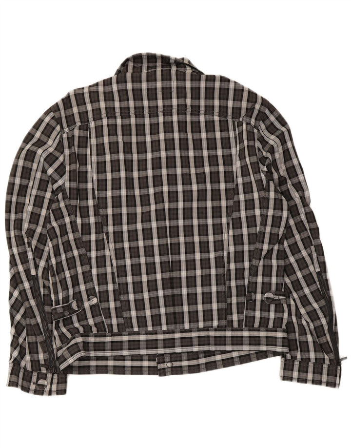 Jaqueta bomber feminina vintage UK 20 2XL poliamida xadrez cinza