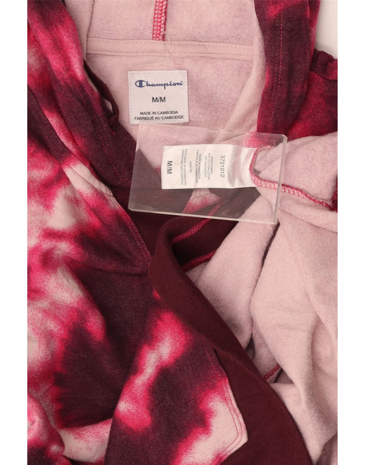 CHAMPION Womens Hoodie Jumper UK 14 Medium Pink Tie Dye Cotton Vintage Champion and Second-Hand Champion from Messina Hembry 