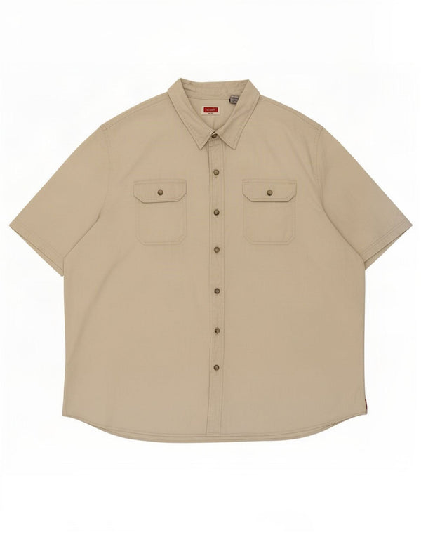 Camisa Wrangler masculina de manga curta 3XL algodão bege