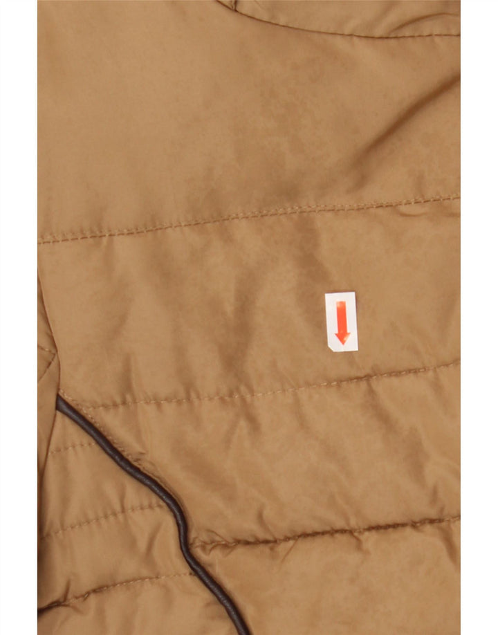 Jaqueta acolchoada feminina Zara UK 16 grande poliéster marrom