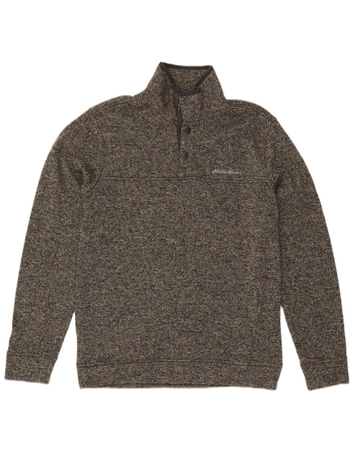 Suéter masculino Eddie Bauer com gola redonda e poliéster manchado cinza pequeno
