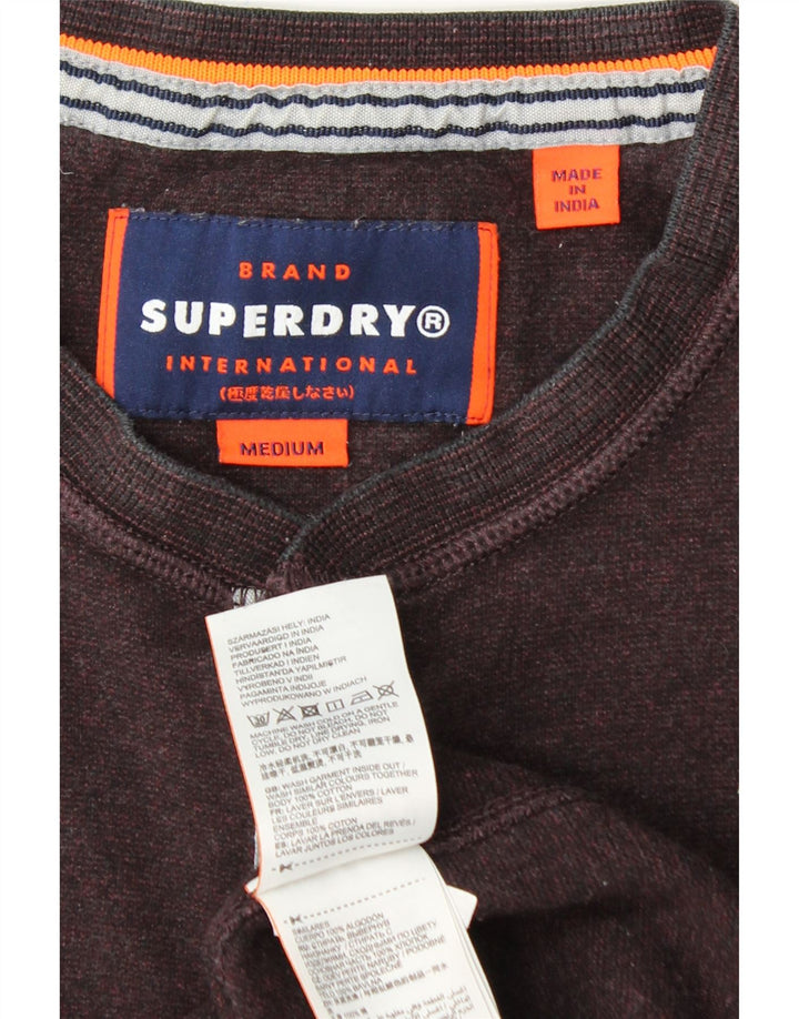 SUPERDRY Top masculino de manga comprida médio algodão Borgonha