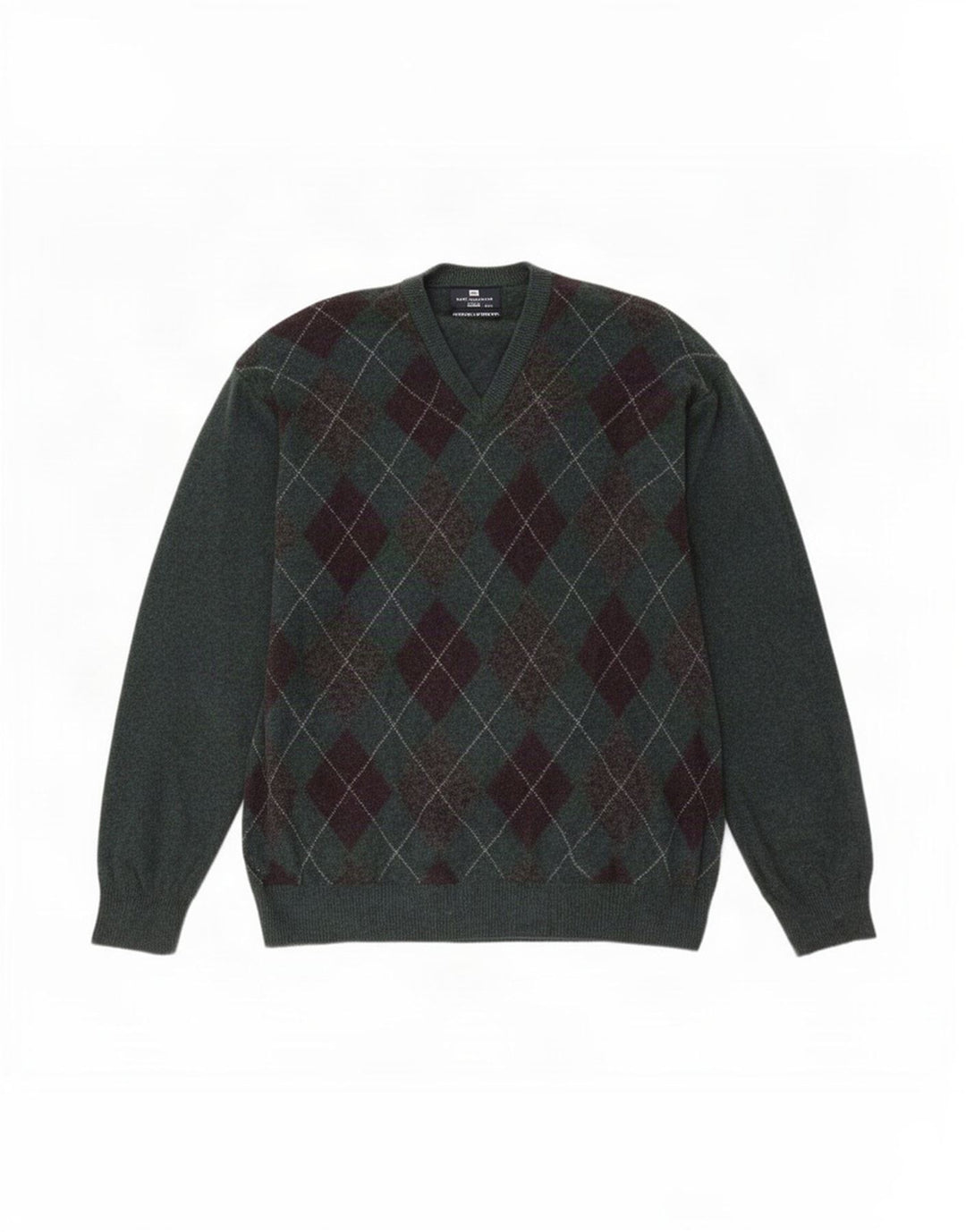 Suéter masculino Marks & Spencer Blue Harbor com decote em V 2XL verde