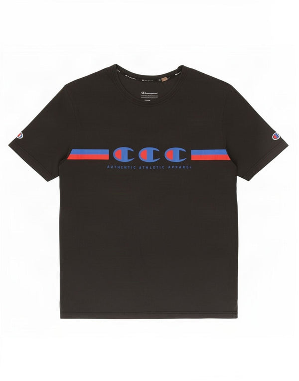 Camiseta masculina estampada Champion grande algodão preto