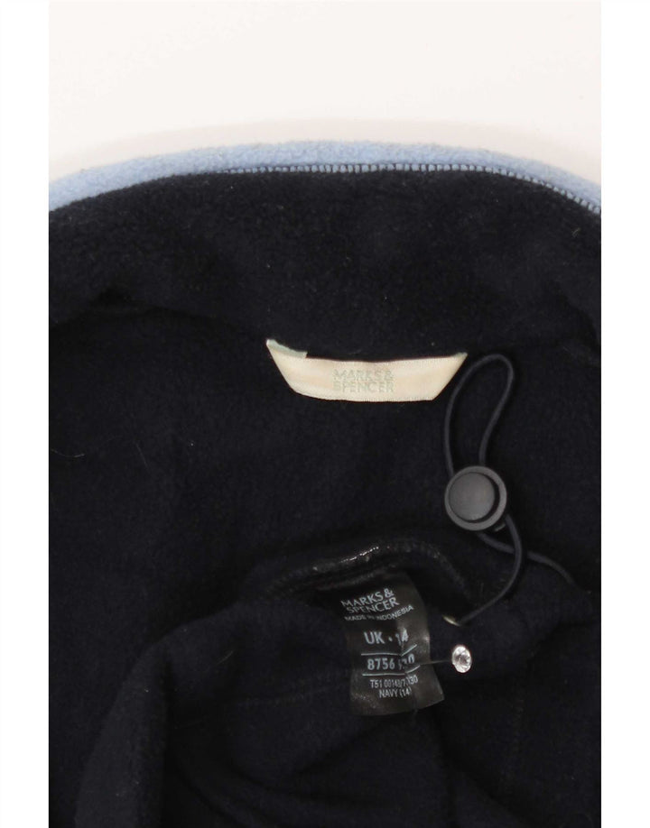 Jaqueta de lã feminina Marks & Spencer Reino Unido 14 grande poliéster azul marinho