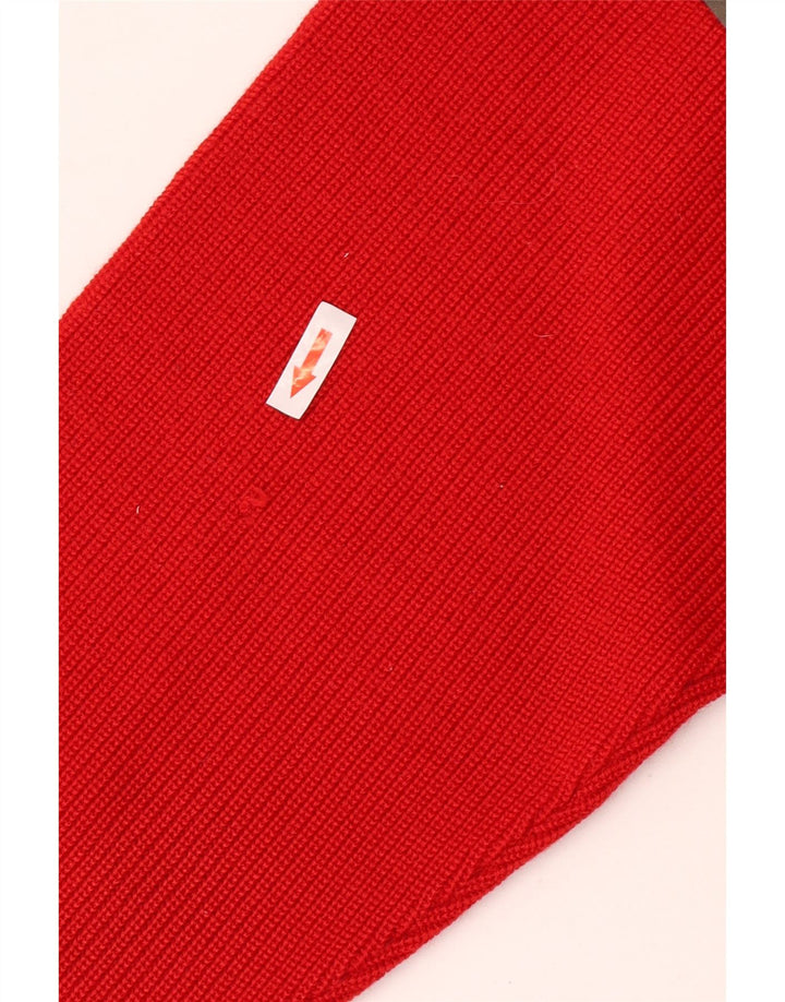 Suéter vintage masculino com gola redonda, lã virgem vermelha média