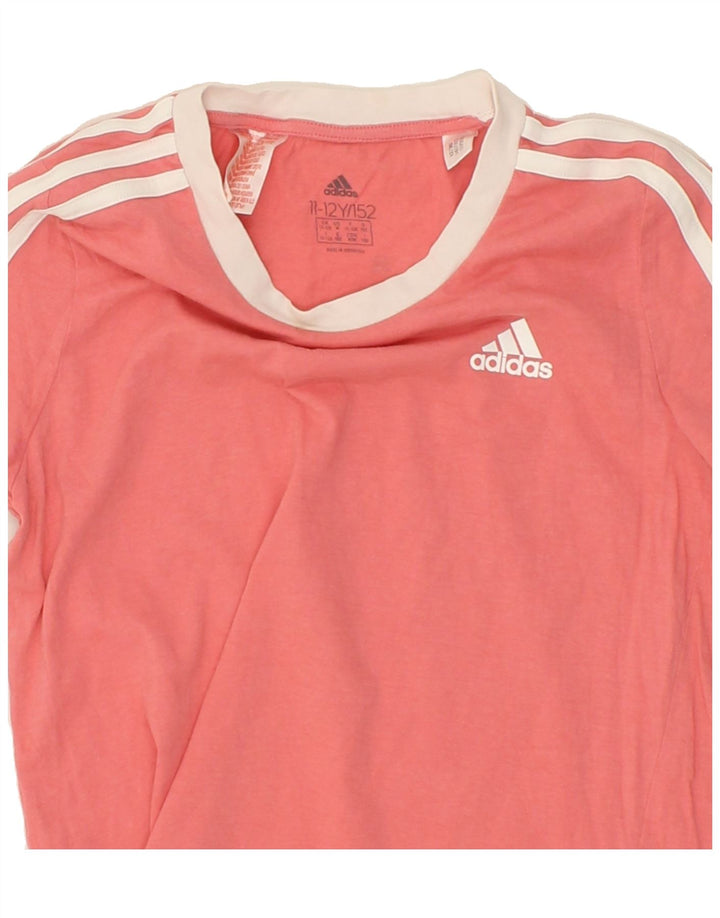 ADIDAS Girls T-Shirt Top 11-12 Years Pink Cotton Vintage Adidas and Second-Hand Adidas from Messina Hembry 