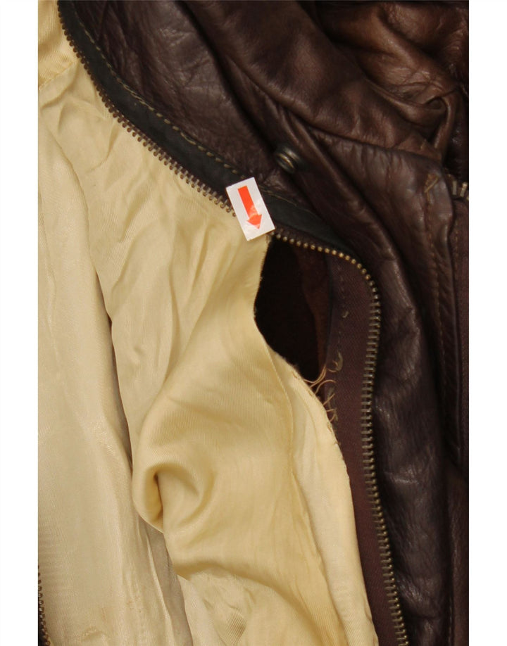 Jaqueta de couro masculina VINTAGE UK 42 XL marrom