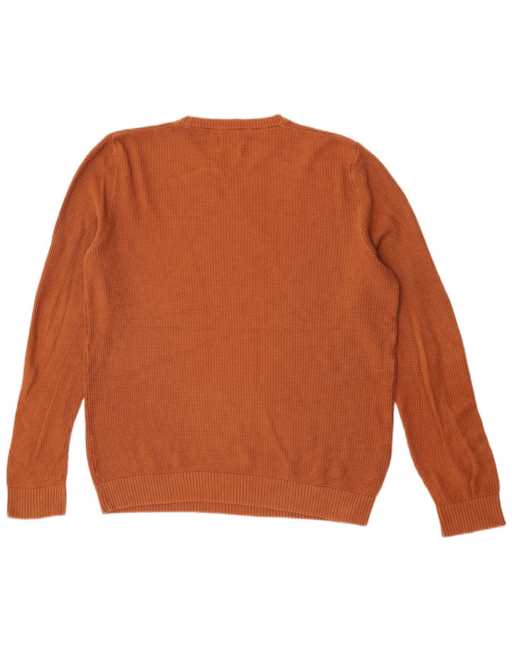 Zara Suéter masculino com gola redonda, grande algodão marrom