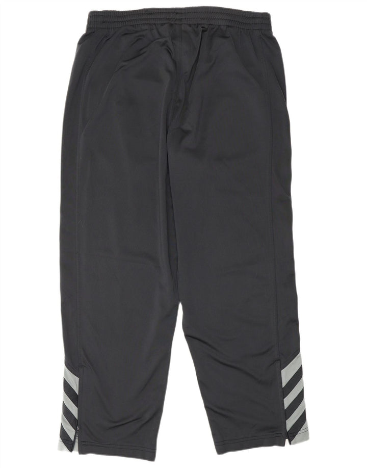 Calça de treino masculina Adidas UK 42/44 grande cinza colorblock poliéster