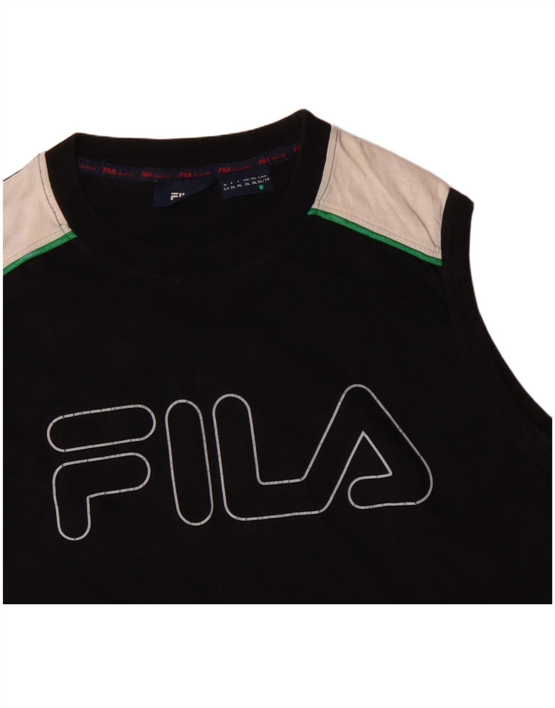 FILA Mens Graphic Vest Top XL Preto Colorblock Algodão