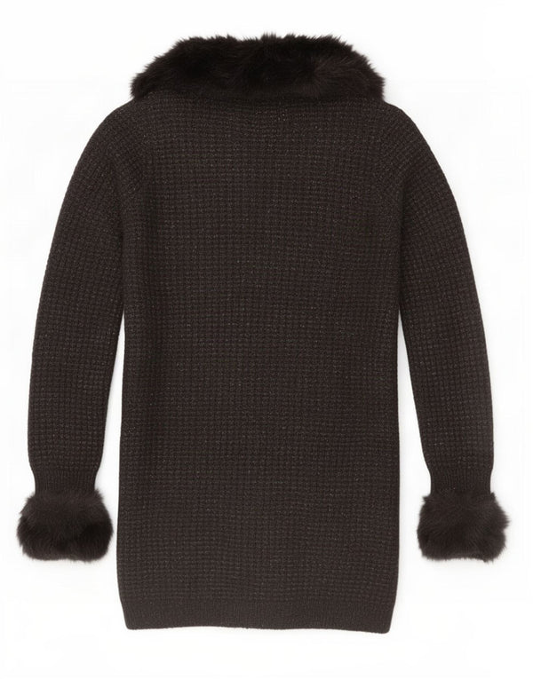 Marks & Spencer Suéter feminino Per Una Longline Cardigan Reino Unido 14 Médio Preto