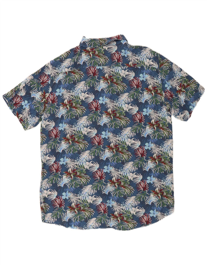 Camisa masculina de manga curta Mistral IT 48 Viscose floral azul médio
