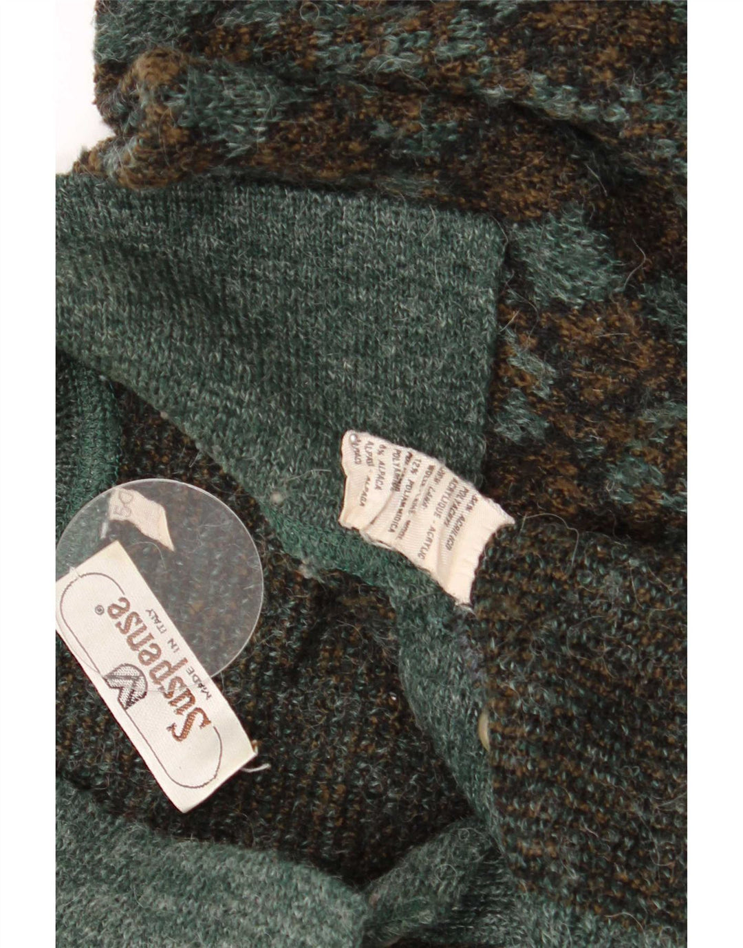 Suéter suspenso masculino com gola polo IT 50 médio verde argyle/diamante