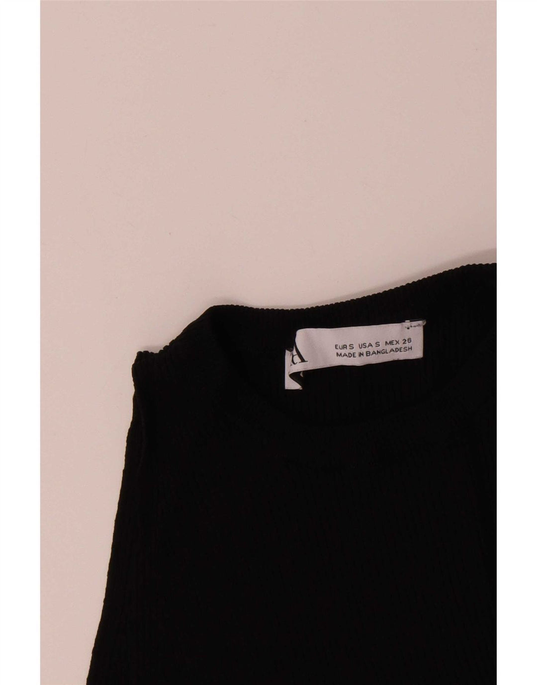 Zara Womens Crop Vest Top UK 8 Pequeno Preto Viscose