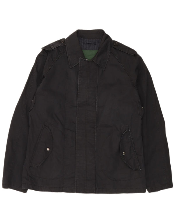 Jaqueta militar masculina ZARA UK 42 XL algodão azul marinho