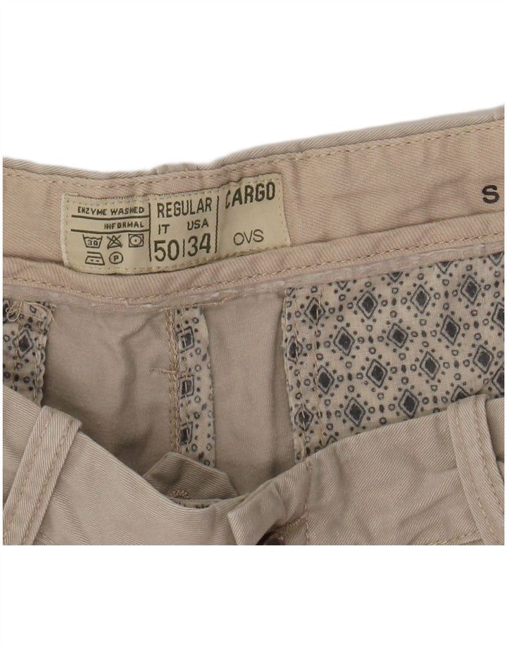 OVS Mens Regular Cargo Shorts IT 50 Grande W34 Algodão Bege