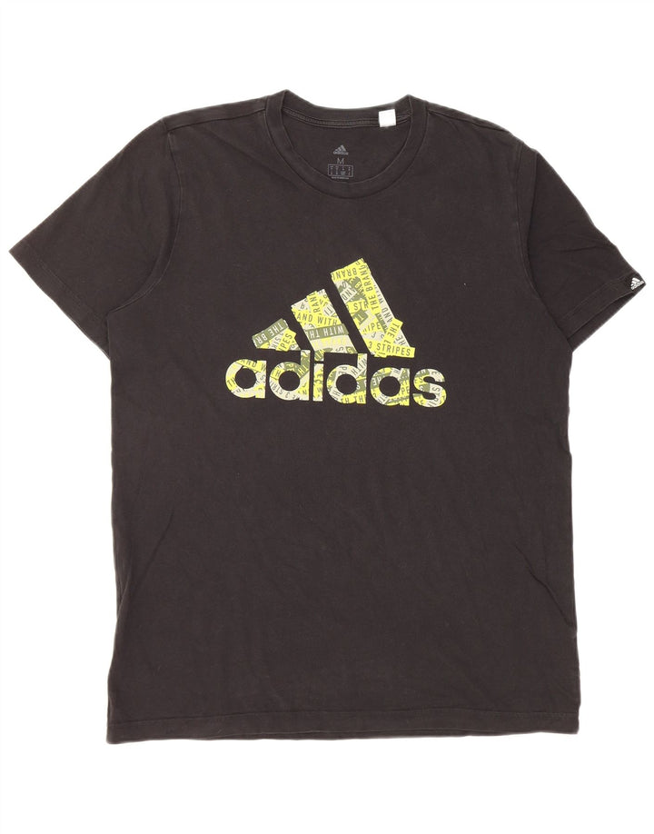 Adidas Mens Graphic T-Shirt Top Médio Algodão Preto