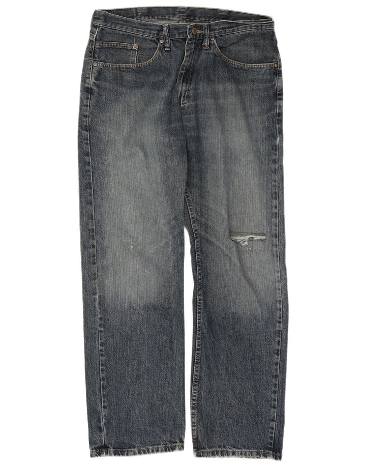 Wrangler Mens Distressed Regular Fit Jeans retos W34 L29 algodão azul