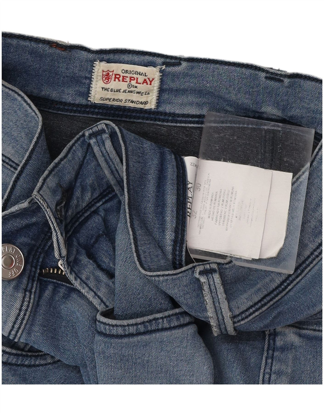 REPLAY Masculino Anbass Slim Jeans W32 L30 Azul Algodão