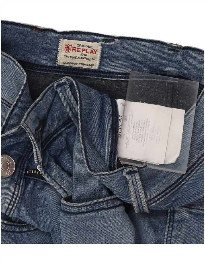 REPLAY Masculino Anbass Slim Jeans W32 L30 Azul Algodão
