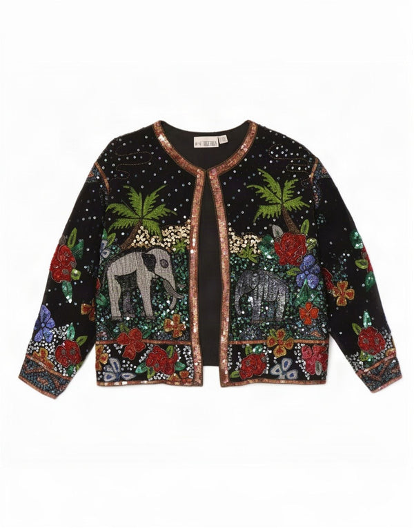 Jaqueta bomber feminina grande com estampa gráfica Together UK 14/16 grande preta floral