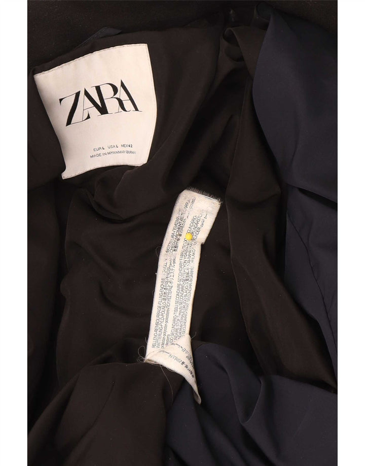Jaqueta acolchoada masculina Zara UK 40 grande poliéster azul marinho