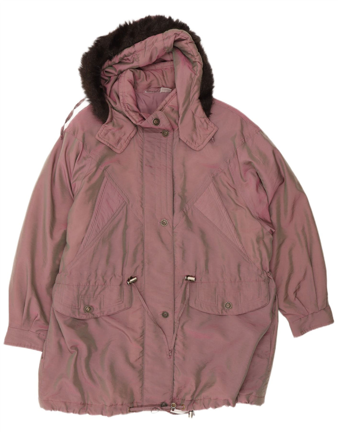 Jaqueta Parka Oversized com Capuz Feminino Vintage EU 44 XL Rosa