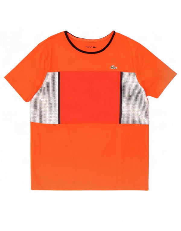Camiseta masculina Lacoste tamanho superior 6 XL laranja colorblock algodão