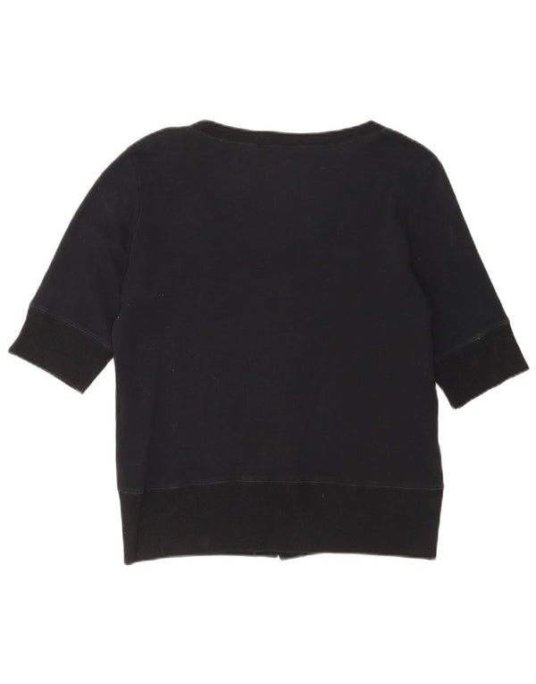 Cardigã feminino Marks & Spencer manga 1/2 Reino Unido 16 grande algodão preto