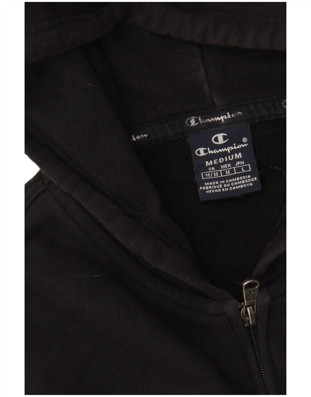 CHAMPION Suéter masculino com capuz e zíper gráfico médio preto