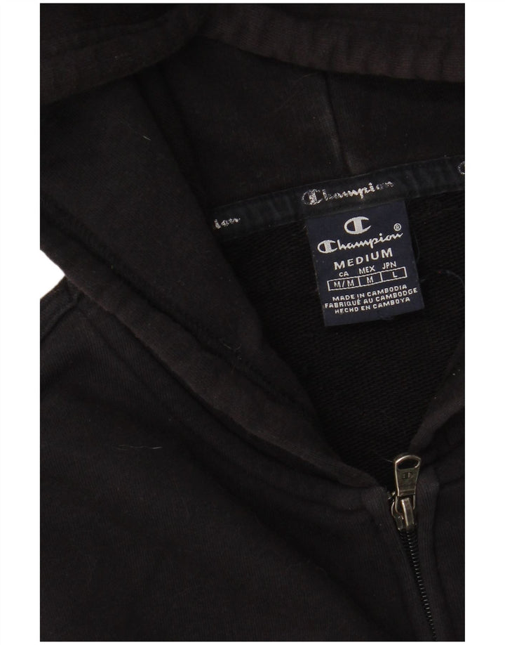 CHAMPION Suéter masculino com capuz e zíper gráfico médio preto