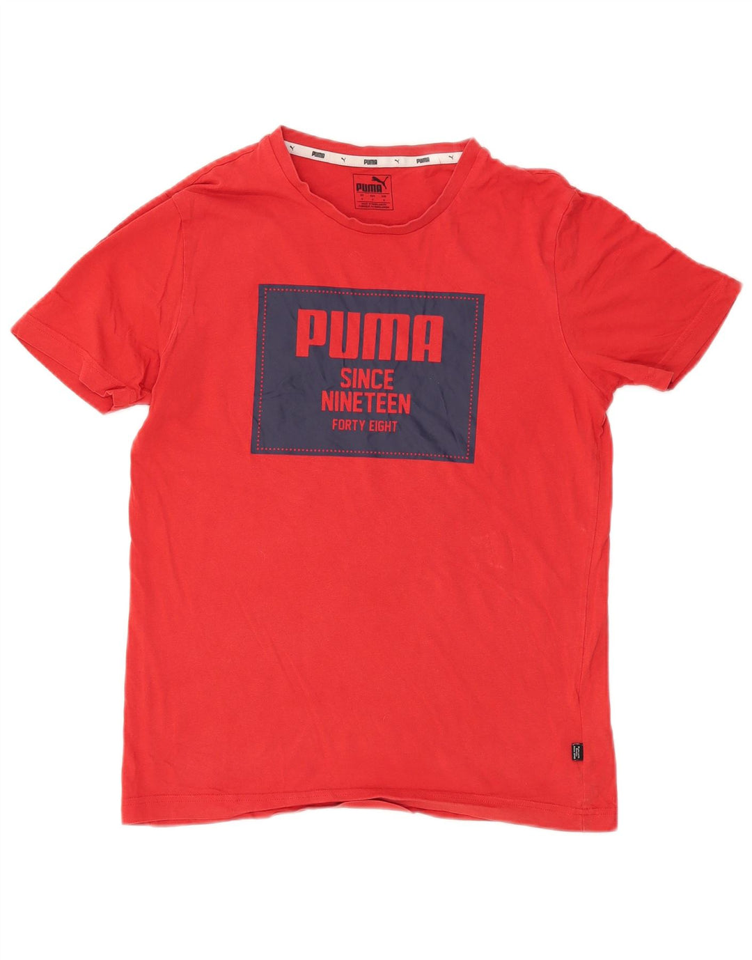 Puma Mens Graphic T-Shirt Top Pequeno Algodão Vermelho