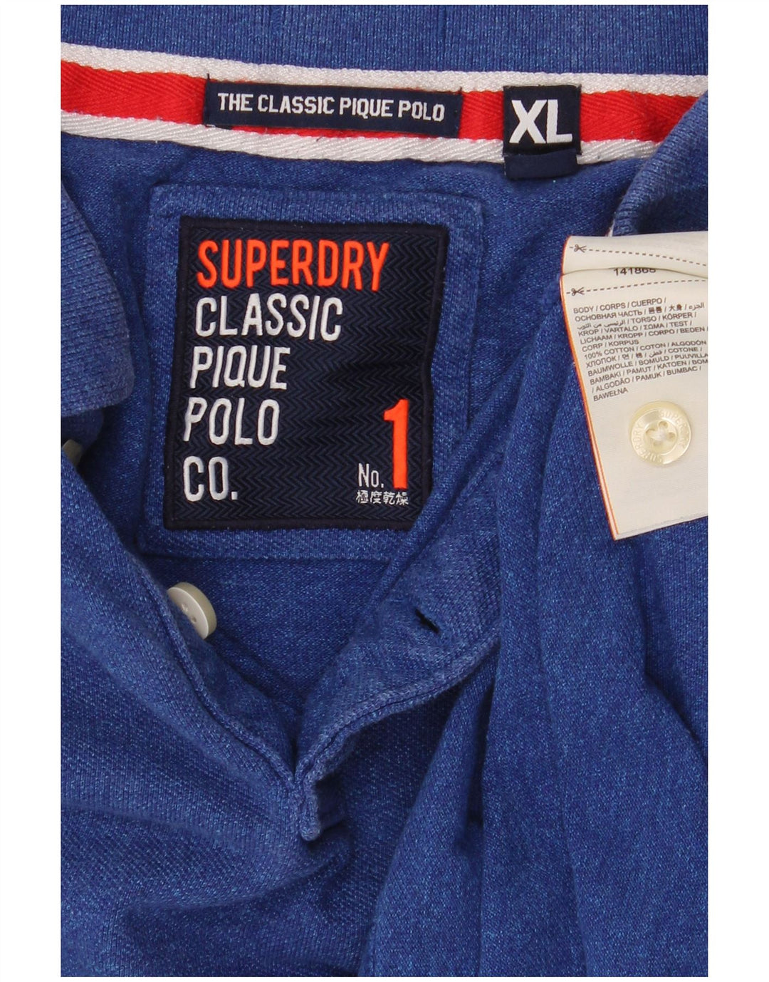 Camisa polo masculina Superdry XL azul algodão