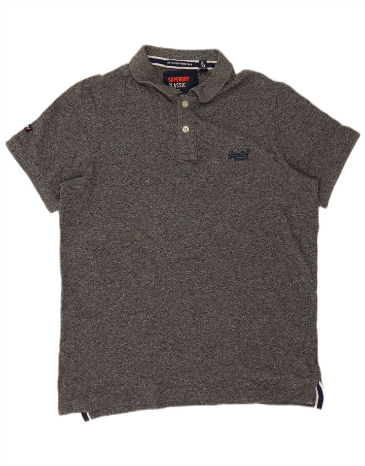 Camisa polo masculina Superdry 2XL algodão manchado cinza