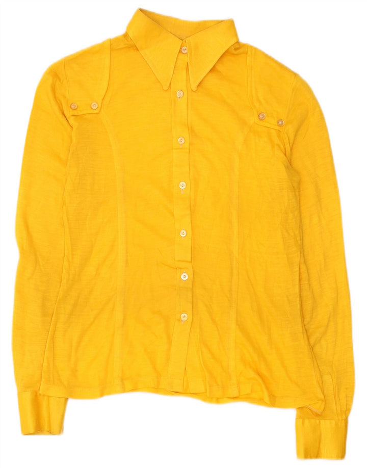 Camisa Vintage Feminina UK 10 Pequena Amarela