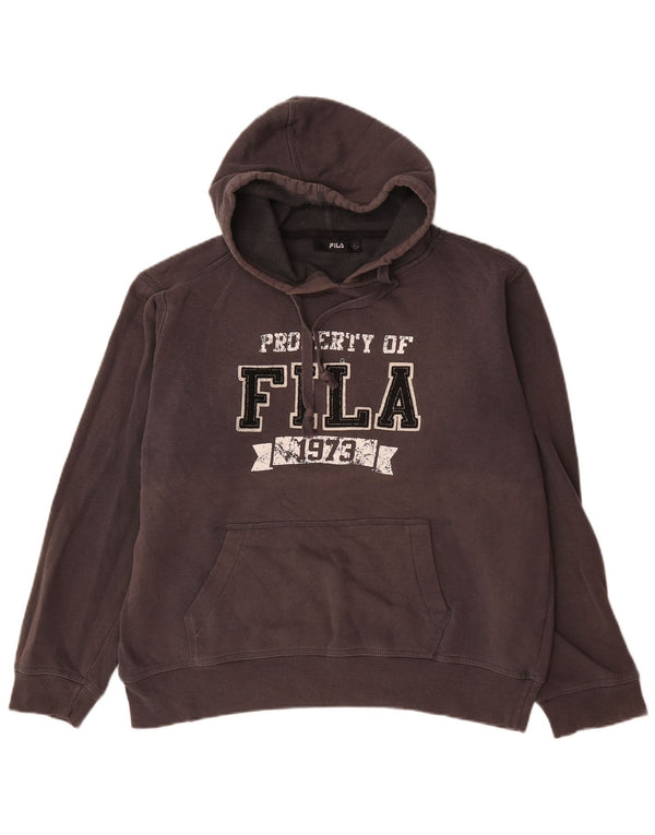 Fila Mens Graphic Hoodie Jumper Grande Algodão Preto
