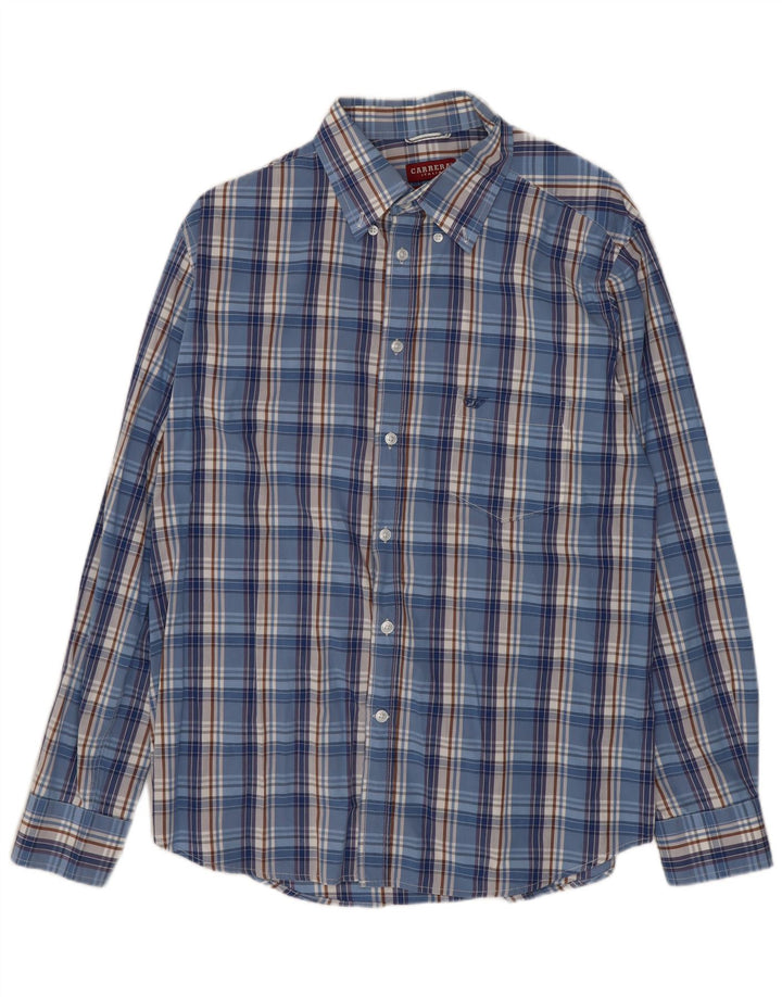 Camisa masculina Carrera Regular Fit grande algodão xadrez azul